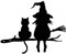 Hexe und Katze Halloween Pfahl,Hexenkatze Gartenschild - Schwarze Katze Halloween,Kreative Gruselgarten-, wasserdichte Metall-Hofschilder für Halloween-Außendekoration
