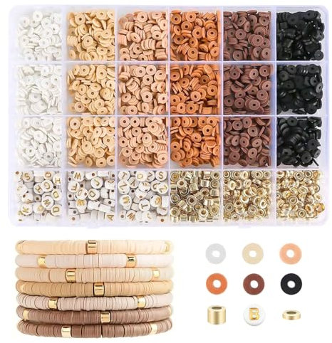 XOKL 2414 Stück Tonperlen für Armbandbausatz, Freundschaftsarmband-Sets 6 mm Tonperlen Armbandbausatz Glasperlen Armbandbausatz Perlen für Schmuckherstellung DIY-Armband Halsketten