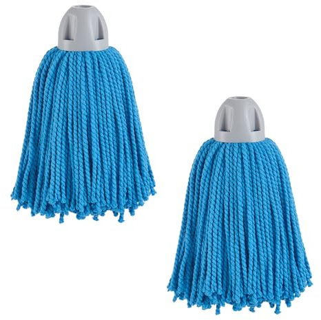 MAYA Fregona MAX Pro Hilo. Limpieza Eficiente y Duradera para Superficies Lisas. 100 % Microfibra. Extra Absorbente y Escurrefacil. Rosca Universal. Pack de 2 Fregonas (Azul)
