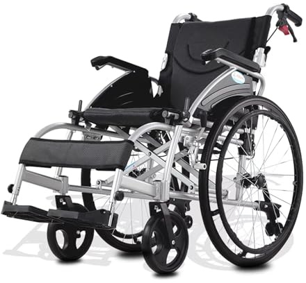 XCSCUK Rollstuhl, Aluminium-Multifunktions-Handrollstuhl für Erwachsene, Leichter Faltbarer Transportstuhl mit drehbarer Fußstütze
