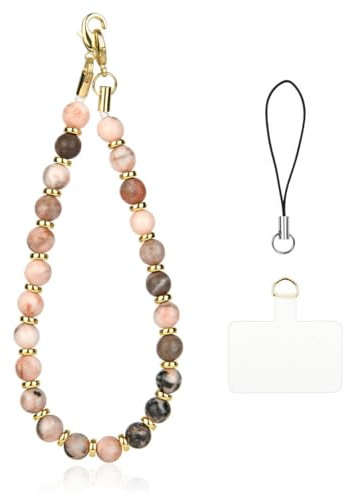 OFFCUP Correa para Teléfono Móvil con Cuentas, 1pc Cadena de Teléfono, Piedra Natural Antipérdida Cordón para Teléfono Móvil Colgante para Teléfono Móvil Correa de Muñeca Hecha a Mano