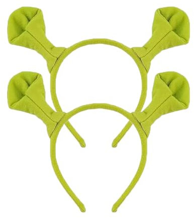 Myqiqi 2 x grüne Ohren-Haarbänder mit grünen Monsterohren, Cosplay-Kostüm, Stirnband, Halloween, Weihnachten, Party, Tierohren