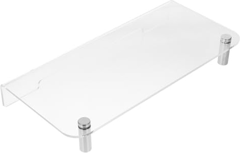 jojofuny Support D'écran en Acrylique et Métal 40x20x5 Cm pour Bureau, Organisateur D'écran Multifonction, Réhausseur D'ordinateur Portable, Accessoire de Bureau Design Transparent, Adapté