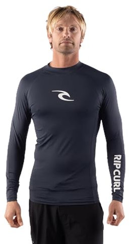 Rip Curl Men's Long Sleeve Rashguard-UPF 50+ Sun Protection Surf Shirt, Tight Fit Rash Vest Guard, Navy, Large