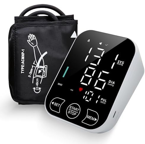 Blood Pressure Monitors CE Approved UK, Monitor Upper Arm for Home Use Machine with BP Cuff LED Backlight Display Heart Rate Detection 2x120 Records,Cuff 8.7-18.9 Inches (2)