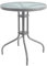 HERSIG - Mesa de Jardin Redonda de Acero y Vidrio Templado - Mesa Exterior Color Gris 60x70 CM - Mesas de Terraza y Jardín Redondas Resistentes - Mesas para Verano Exterior con Cristal Texturizado
