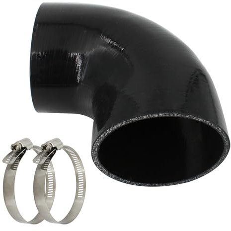 JOEEYKO 3Inch(76mm) 90 Degree Elbow Silicone Coupler Hose 4-Ply Reinforced Turbo Intercooler Intake Pipe with 2Pcs 72-95mm Stainless Steel Hose Clamps