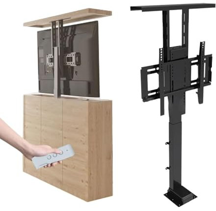 Motorized TV Mount Lift With Remote Control - Adjustable TV Mount Bracket,Telescopic Electric TV Lift,Can Be Hidden In A Cabinet Motorized Tv Mount,Up To 60kg,Travel Less Than,For TV 32,50in Lifting