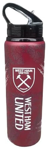 Hy-Pro Officially Licensed West Ham United F.C. Aluminium Bottle - 750ml, Integrated Folding Straw, Leakproof, Lightweight, Great Football Gift Idea