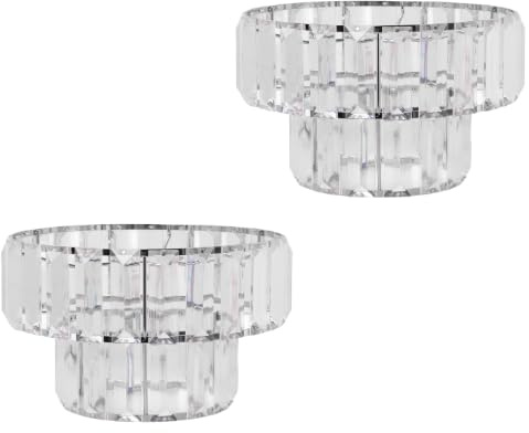 Crystal 2 Tier Ceiling Pendant Shade Clear Acrylic Droplet Lampshade with Chrome Finish Easy Fit Light Cover for Bedroom,Hallway or Dining Room (H 18.5cm X w 27cm) Assorted Packs (Clear, Pack of 2)