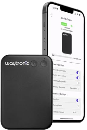Waytronic AI Voice Recorder,RecNow Magnetic Voice Recorder,Automatic Call Recording,Audio Recorder&Support 108 Languages,Recording Device,Audio Recorder for Lectures, Meetings, Calls,Black
