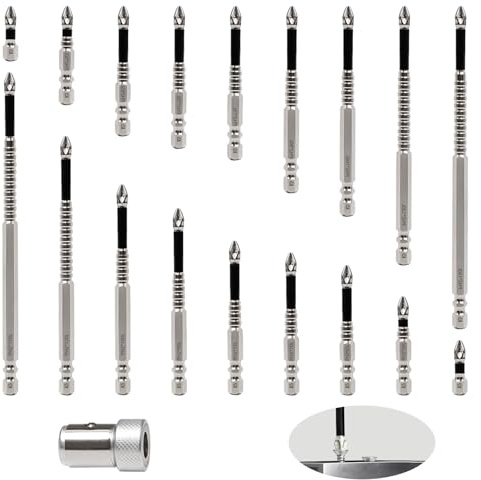 Pilikoll 18 Stück Hochmagnetisches Schraubendreher Bohrer Set | 25/50/65/70/75/90/100/120/150 mm, K5 Rutschfester Bitschraubendreher, Precision Schraubendreher-Bohrer, für Handbohrmaschinen