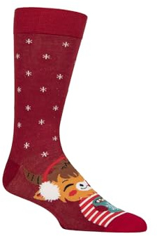 SockShop Lazy Panda Christmas Socks Men's,Women's, Soft Bamboo, Novelty, Fun, Xmas Patterned, Gift Idea,1 Pair, Sizes 4-8,7-11,12-14 (UK, Numeric, 7, 11, Regular, Regular, Highland Cow)