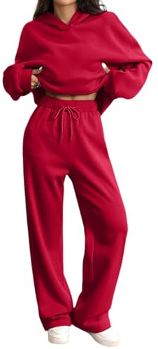 BORTGYUI Sportanzug Damen Elegant Jogginganzug Baggy Bequeme Sportswear Trainingsanzug Sweatshirt Jogginghosen 2 Teiliges Outfits Sweatsuit with Pockets