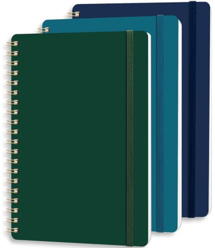 3er Pack Klein Notizbuch Dotted Notebook, 210 Blatt, Spirale Notizblock | Großformatiges Notizbuch (12,7 × 17,78 cm),5‑mm‑gepunktetes, 180° flach für Arbeit, Schule, Journaling, als Geschenk