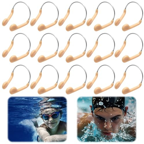 ESYFOR Nariz Clip de Natación Unisex, 15 Piezas Pinzas para la Nariz Silicona Pinza de Nariz de Natación Impermeables Cómodas Pinzas Nariz Natacion para Nadadores de Ocio