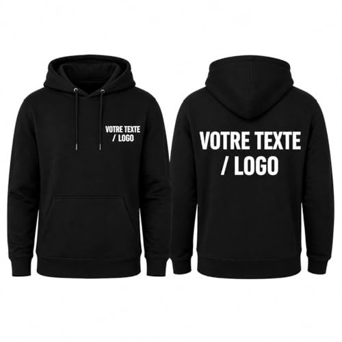 Canicaprice Sweat à Capuche Personnalisable Unisexe, Texte ou Logo, Impression DTF Haute Qualité, 260 g/m², XS à 4XL
