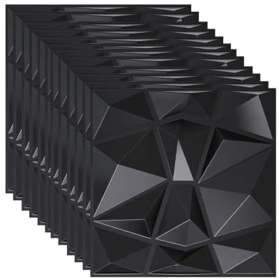12 Stück 3D Wandpaneele PVC Kunststoffpaneele Paneele Wand 3D Paneele Gaming Zimmer Wand Decke Schwarz Optik Tapete Deckenplatten Wall Deko Panels Fassadenverkleidung 30cm für Schlafzimmer, Wohnzimmer