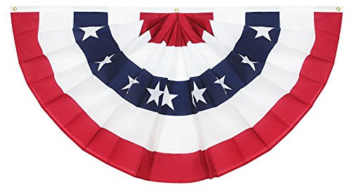 Anley Drapeau de Ventilateur plissé américain, 3 x 6 Pieds Drapeaux de banderoles américaines Étoiles et Rayures patriotiques -Bannière Demi-Ventilateur des États-Unis 3 x 6 Pieds