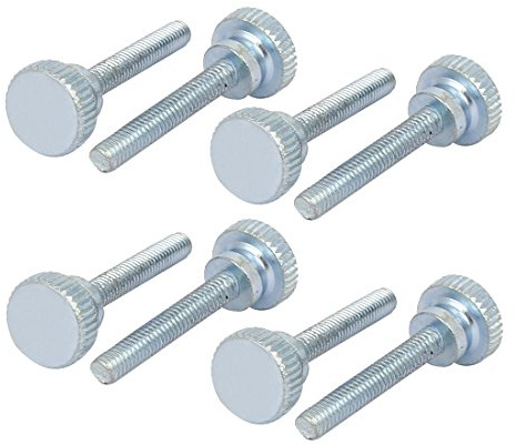 sourcingmap M4x25mm Flat Knurled Head Fully Threaded Thumb Screws Bolts Fastener 8pcs