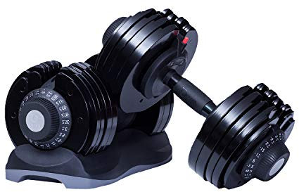 Profihantel DialTech *Elite* Hantelsystem von 5 bis 32,5 kg | Neue, bessere Version | Anti-Rutsch-Griff | 12 Hanteln in 1 | Lieferumfang: 2 Hanteln und 2 Ablageschalen