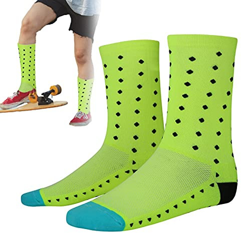 Chaussettes de Cyclisme 3D en Nylon Respirant Absorbant la Transpiration pour Homme et Femme (Vert Fluorescent)