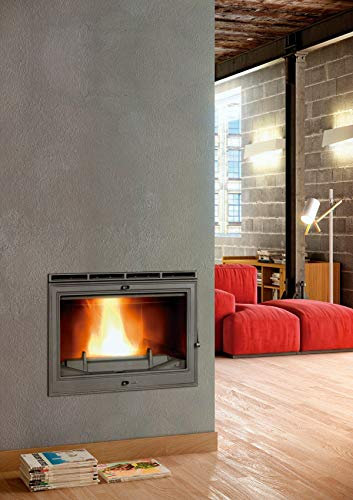 LACUNZA INSERTABLE DE LEÑA MODELO IN 700 - Chimenea de Hierro Fundido con Grill-Option, Rauchhausgang - 10 kW - Control de Combustión Doble, Protección contra el Viento, Circulación de Aire Avanzada