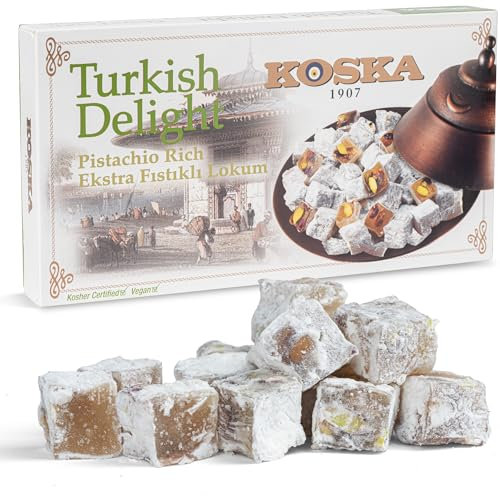 Lokum PISTAZIE 500g I Türkischer Honig I Türkische Süßigkeit 500g I Geschenkgröße | Vegan | Halal | Koscher | Glutenfrei I Turkish Delight I Aromali Lokum I Türkischer Honig I Ekstra Fistikli Lokum