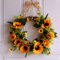 30 cm Künstlicher Sonnenblumenkranz mit gelben Sonnenblumen und grünen Blättern,Seiden-Türkranz für den Sommer, Frühlingskranz, Dekoration für die Haustür, Hochzeit, Heimdekoration