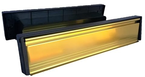 Haven Heritage ® 12 300mm Letterbox with Letterbox Draft excluder Internal Designed for Wooden Doors. (Gold)
