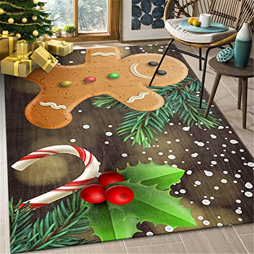 JLCP Großer Wohnzimmer Teppich 200X300cm Weihnachtsteppiche Für Wohnzimmer Schlafzimmer Badezimmer Balkon Waschbar Und rutschfest Weihnachtsküchenteppich Und Matte,Weihnachtsdekorationen,5,140x200cm