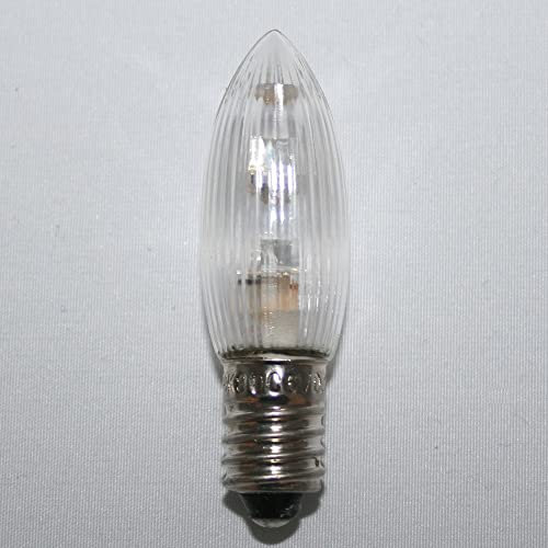 COLOURS MANUFAKTUR YOUR COLOUR YOUR LIFE 9x Spitzkerze Glühbirne Ersatzbirne Topkerze für Lichterkette und Schwibbögen (LED 6V / 0,2W E10 voll geriffelt indoor)