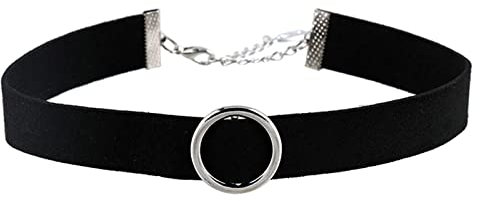 Gualiy Choker Halskette, Choker Halsband Gothic Samt mit O-Ring Schwarz Halskette für Frauen Mädchen 41CM