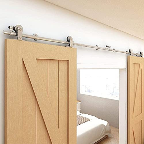 WOLFBIRD Sliding Barn Door Hardware Kit 10ft for Double Wood Door Stainless Steel Sliding Doors Track-T Style