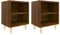 vidaXL Tables de Chevet avec Pieds en Bois 2 pcs, Armoires de Nuit avec 2 Étagères, Armoires de Lit, Meubles de Rangement Chambre, Chêne Marron