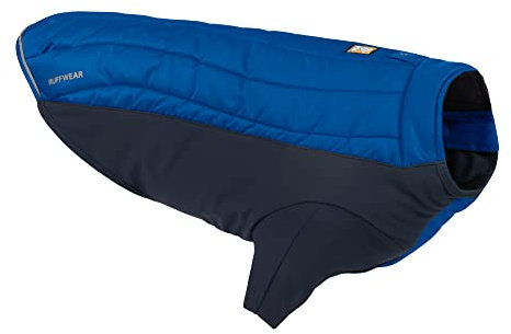 RUFFWEAR Powder Hound Isolierte Hundejacke, Wetter- und wasserabweisend, kaltes Wetter, Hundemantel mit Fleecefutter, Premium Wintermantel Schneeanzug für Hunde, Blue Pool – X-Large