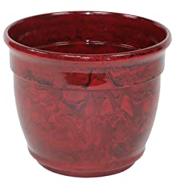 Exaco Pot de Fleurs en Argile marbrée pour intérieur et extérieur, Rouge
