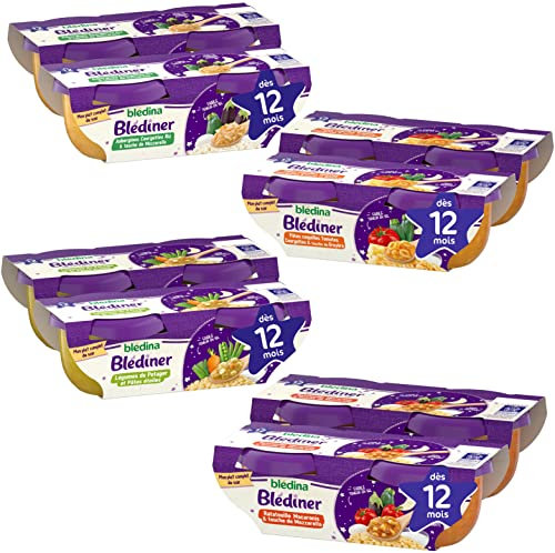 Blédina - Blédiner - Plats du soir pour bébé - 16 bols avec 4 Recettes inspirées du Fait Maison - Dès 12 Mois - Faible teneur en sel - 16x200g