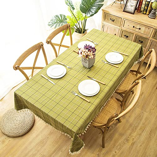 Tischdecke Zum Selbersticken Tische Decken Colid Color Mit Quaste Malunterlage Tischdecke Tischtuch Italienisch Gelbgrün Tischschutz Dekoration 140X220Cm