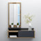 Homidea Maya Meuble de couloir suspendu - Armoire miroir - Porte-manteau mural - Garde-robe de couloir pour l'entrée avec tiroir, miroir et étagère de style moderne (noyer/anthracite)