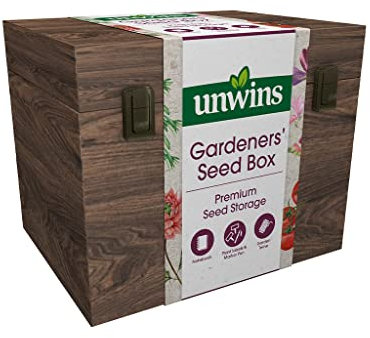 Unwins 32020150 Premium Gardeners' Seed Storage Box, Brown