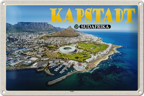 Femer Blechschild Reise 30x20cm Kapstadt Südafrika Stadt Meer Berge Urlaub