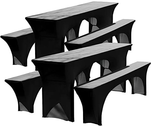 infactory Hussen Tisch: 6-teiliges Stretch-Hussen-Set für Biertischgarnitur, anthrazit (Biergarniturhusse, Bierbankbezug-Sets)