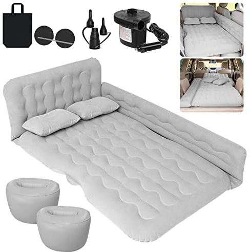 Auto Matratze, Auto Luftmatratze Mit Luftpumpe - Zwei Luftkissen, Zwei Fußrasten Und Aufbewahrungstasche - Perfekt Für Outdoor-Reisen