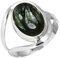 Jeweloporium 925 Silber Ringe für Damen Grün Natürlich Russischer Seraphinit mit Stein Handgefertigt Silber Ringe Größe 64(20.4) Halloween Geschenk Mode Schmuck