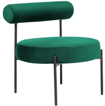 Sessel rund Samt smaragdgrün niedrige Lehne schwarze Metallbeine Retro Alpha