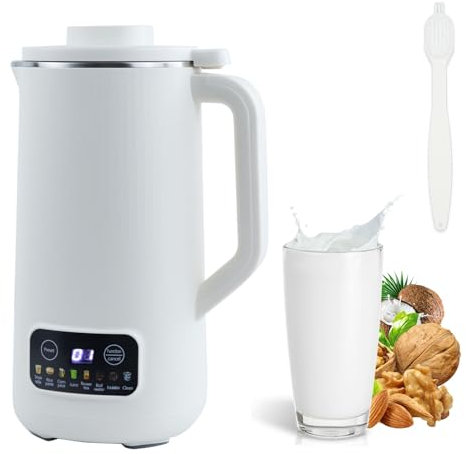 GAESHOW Machine à Lait de Noix, 600ml Machine Automatique à Lait de Soja, avec Démarrage Différé/Maintien au Chaud/Autonettoyant et Autres Fonctions, avec 10 Lames de Feuilles, Acier Inoxydable 304