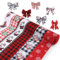 6 Rollen/9m Weihnachtsband mit Draht, 6,4cm Geschenkband Weihnachten Schneeflocke Weihnachtsmann Karo Schneemann Kranz Weihnachtsbaum Band zum Basteln (6 Stile)
