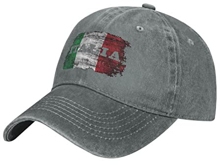 874 Baseballkappe Unisex Italia Italien Italienische Flagge Low-Profile-Design Grau Baseball Kappe Snapback Baseball Mützen Verstellbar Dad Hat Für Distressed Stickerei Cap Wandern Vintage