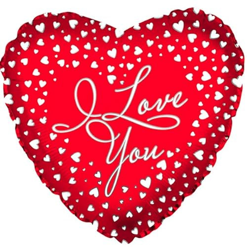 Folienballon I Love You Herzen, 43 cm, Happy Valentines Day Party Ballon-Dekoration – geeignet für Luft oder Helium